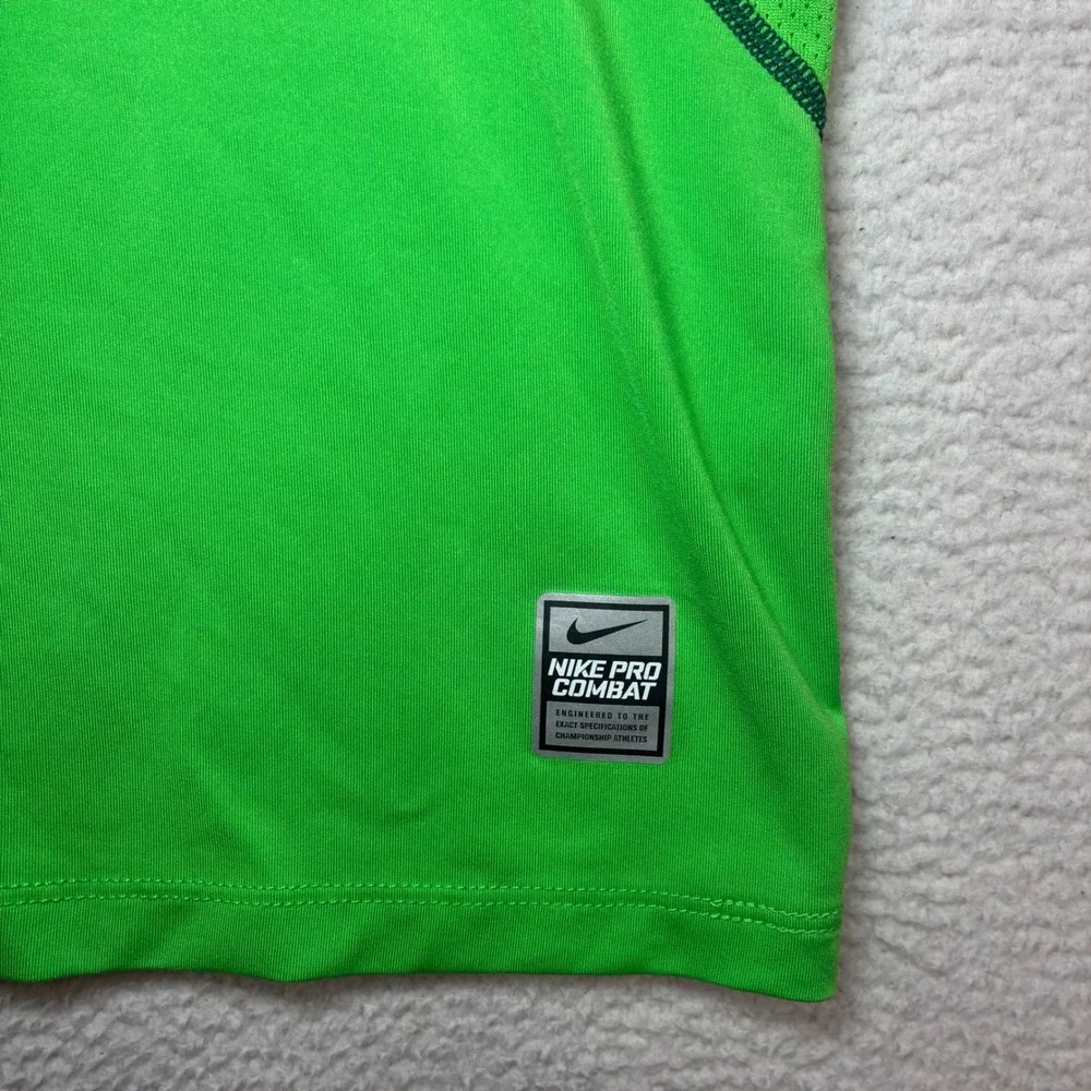 Nike Pro Combat Shirt Men XL Green Fitted Dri Fit Stretch Athletic Gym Training